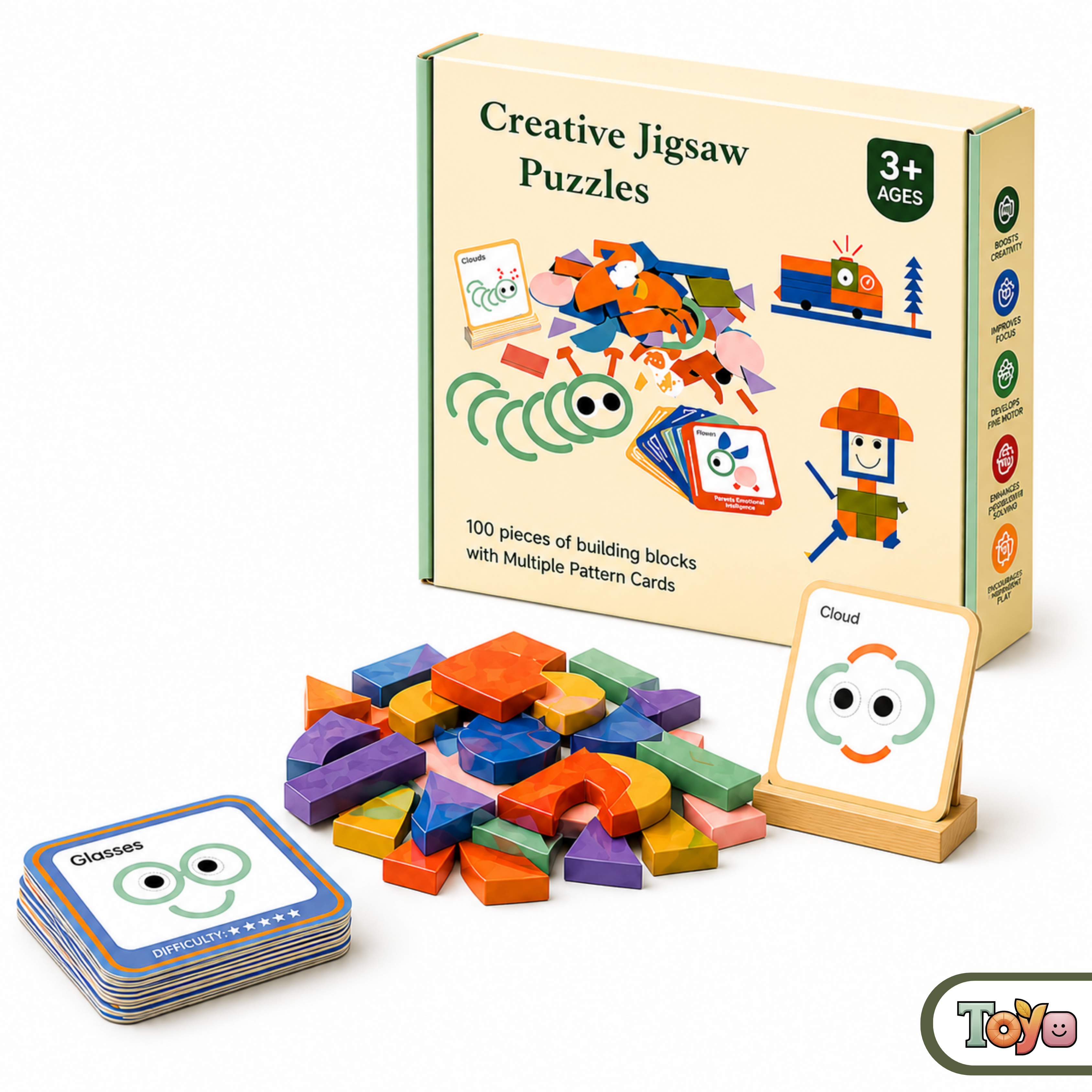 Creative Jigsaw Puzzle Set (100 Pieces + Pattern Cards)